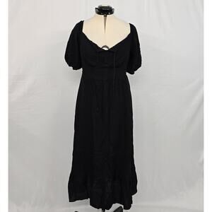 Bloomchic Sweetheart Dress Women's M / 10 Black Short Ruffle Sleeves Midi NWT